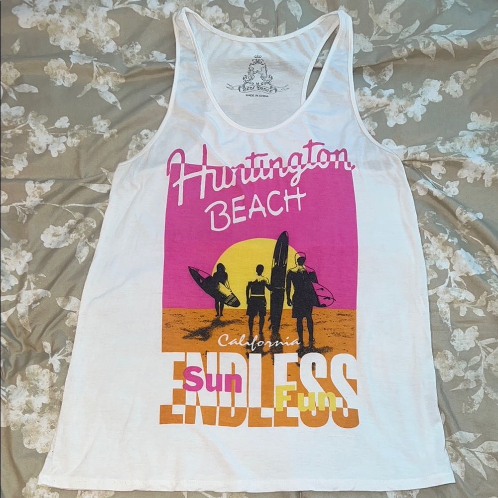Bear Dance Huntington Beach Graphic Tank Top Size M